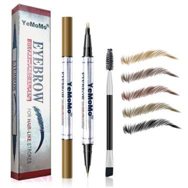 Imagem de Lápis de sobrancelha YeMomo 2 em 1 à prova d'água de ponta dupla marro