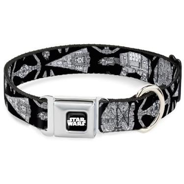 Imagem de Coleira para animais de estimação Star Wars, coleira de cachorro, fivela de cinto de segurança de metal, navios e veículos Star Wars, cinza preto, 40,6 a 58 cm de largura