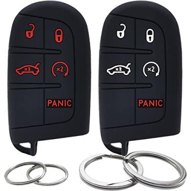 Imagem de GFDesign 2 peças de silicone com 5 botões, capa remota, protetor sem chave compatível com Jeep Grand Cherokee Chrysler 300 200 Dodge Charger Challenger Durango Journey Dart Viper Ram (preto)