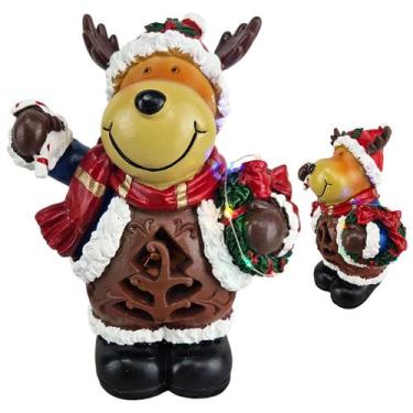 Imagem de Rena Natal Fofa Natalina Som Musica Led Decoraçao Loja Casa Mesa Estan