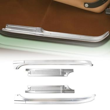 Imagem de FEIMAOTUI Kit de acabamento de peitoril de porta de alumínio, 4 peças, compatível com Chevy C10 C20 C30 K10 K20 K30, GMC C15 C25 C35 K15 K25 K35 Pickup, substituição de placas de soleira de porta de