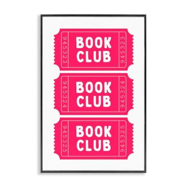 Imagem de Stupell Industries Ingressos Pink Book Club Arte giclée emoldurada preta, design por Lettered and Lined, 18 x 12