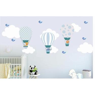 Imagem de Adesivo de Parede Infantil Balões e Nuvens - Decoração Criativa - no-b