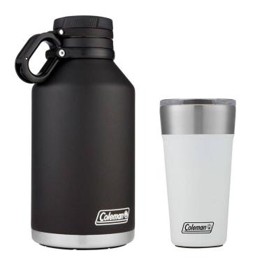 Imagem de Kit Growler E Copo Térmico Com Tampa 600ml Branco Coleman