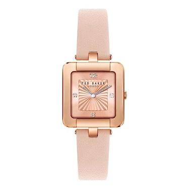 Imagem de Ted Baker Relógio feminino com pulseira de couro vegano rosa (modelo: BKPMSS3029I), rosa