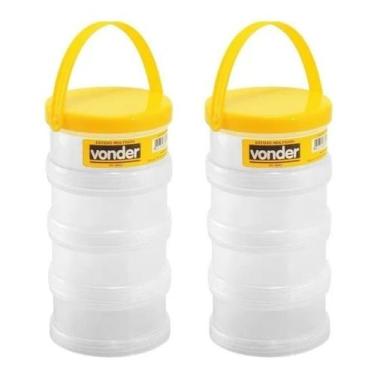 Imagem de Kit 2 Potes Organizador Estojo Multiuso C/ 4 Partes Tampa Vonder