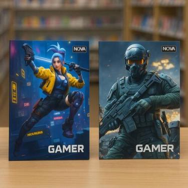 Imagem de Caderno Brochura Grande Gamer 96 Folhas Capa Dura  Modelos Variados - 