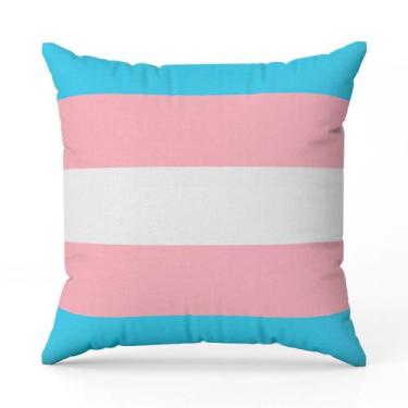 Imagem de Almofada Avulsa Cheia Estampada Bandeiras LGBT Cores 45cm x 45cm com R
