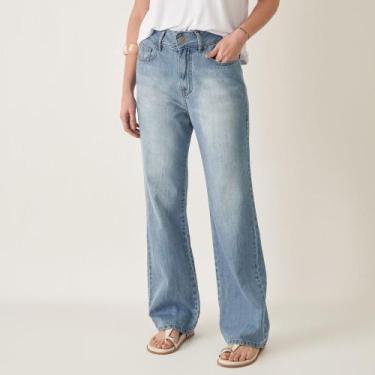 Imagem de Calça Jeans Reta Cintura Alta Gancho Alongado Confort - Bloom, Jeans m