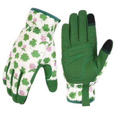 Imagem de Ainiv Luvas femininas de jardinagem, compatíveis com tela sensível ao toque, para remoção de ervas daninhas, luvas de couro para jardim para mulheres, à prova de espinhos, sem facadas para escavar