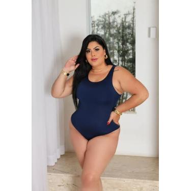 Imagem de Body Plus Size Básico Regata Fluity com Fecho - luh may, Marinho, G2