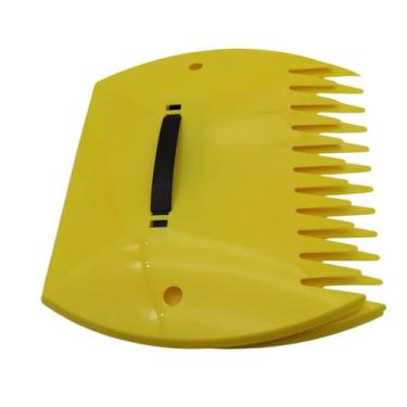 Imagem de IEUDNS Coletores de folhas, pás de folhas, ancinhos manuais multifuncionais, ferramenta de jardinagem para espalhar cobertura morta, recortes de grama e, Retângulo Amarelo