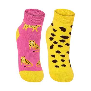 Imagem de Kit 2 meias lupo com cano médio ref:2680 menina, Roxo, Amarelo, 24/9