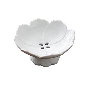 Imagem de URGDWEKJY Tigela de frutas bancada cesta de frutas drenável prato de frutas criativo em forma de lótus prato de sobremesa de cerâmica dividida bandeja de frutas secas prato de doces tigela de salada