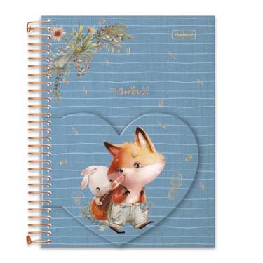 Imagem de Caderno Colegial Criativo Cadersil Estampa Coração Woodland – 80 Folhas – Capa Dura – Espiral dourado - Ideal para Anotações Criativas