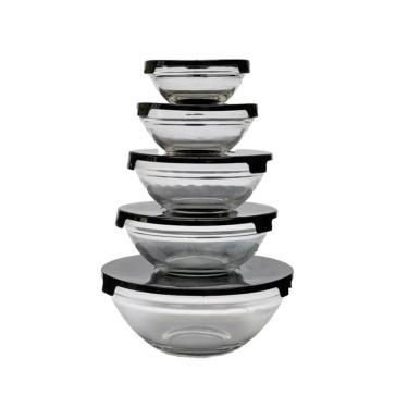 Imagem de Kit 5 Potes Vasilhas Vidro Marmita Fitnnes Cozinha Multiuso