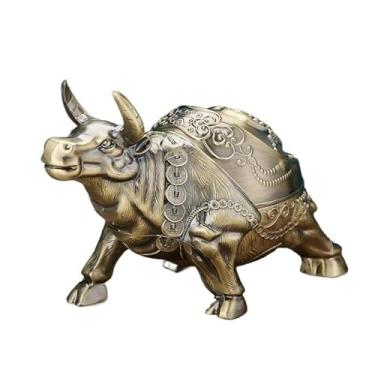 Imagem de Cinzeiro de ervas daninhas cinzeiro de vaca, sala de estar em casa, cinzas anti-moscas personalidade criativa, cinzeiro de escritório moderno com tampa, ornamentos de metal, tamanho grande cinzeiros