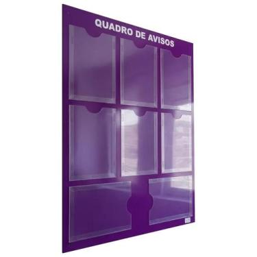 Imagem de Quadro Aviso Gestão Á Vista 8 Displays A4 ACM Roxo Painel Informações 