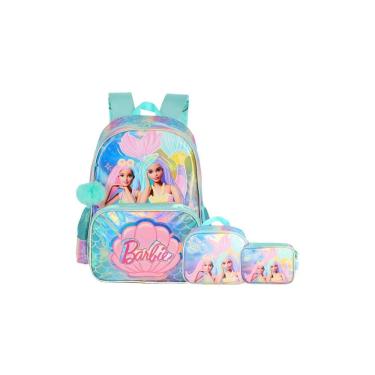 Imagem de Kit Mochila De Costas+Lancheira+Estojo Barbie Brilho - Verde