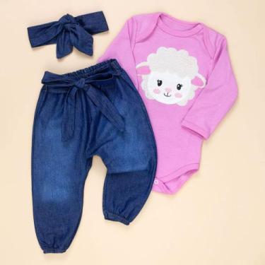 Imagem de Conjunto para Bebê Body e Calça Jeans Bordado 3D Raposa - Era Uma Vez,