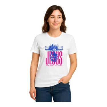 Imagem de Camiseta Feminina Algodão Religião Fé Cristã Gospel Jesus - Religião E