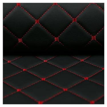 Imagem de Couro sintético acolchoado couro diamante acolchoado almofada linho enchimento couro sintético interior veículo estofamento tecido couro branco (preto, 1,4 x 8 m)