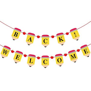 Imagem de "Back to School Felt Banner Pencil Apple Themed Welcome School Hanging Banners Pre-Monted First Day of School Bunting for Classroom Teacher School Activities, 8,2 Ft"