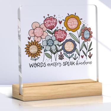 Imagem de Presentes inspiradores de saúde mental para mulheres placa de acrílico floral decoração de mesa decoração de cubículo para casa, presentes para mulheres positivas motivacionais irmã