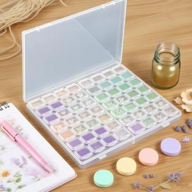 Imagem de Caixa organizadora de contas de arte de diamante 56 - Estojo de armazenamento de plástico transparente compacto e portátil para joias, pedras preciosas e pequenos suprimentos de artesanato