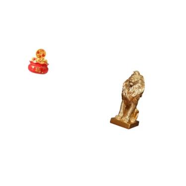 Imagem de Fenteer Festival Treasure Lion Cornucópia Art Figurine Ornamento para Ano Inauguração Escritório Casa Quarto Estante Presente de Aniversário