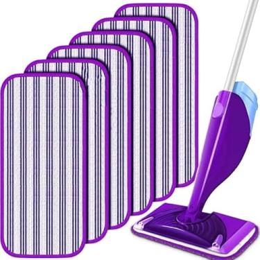 Imagem de Almofadas reutilizáveis de microfibra para 6 unidades, refis para esfregões de spray de 30 cm, laváveis na máquina, cabeças de substituição para superfícies de madeira, azulejo, laminado, mármore e