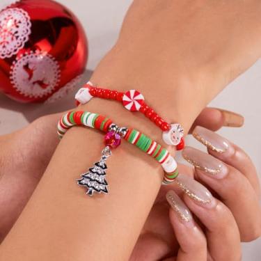 Imagem de Pulseiras de Natal, berloques, contas, presentes, decorações de árvores, roupas femininas