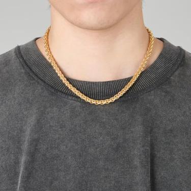 Imagem de Colar masculino de aço inoxidável com elos cubanos, banhado a ouro/prata/preto 14K, 18inch, Aço inoxidável, Sem Pedra Preciosa