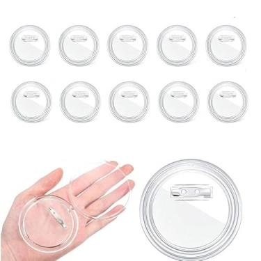 Imagem de 10 pinos de botão transparentes para artesanato DIY foto acrílico pinos em branco a granel para imagem Faça seu próprio crachá de botões, kit de emblemas de pinos de botão transparente