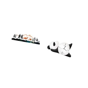 Imagem de Fenteer Escultura de Parede E Relógio de Fusão de Panda E Veado para Cerca de Jardim, E Sala de Estar, Decoração Moderna E Fofa para Casa