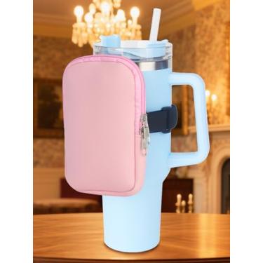 Imagem de Acessórios ajustáveis para garrafa de água, organizador de copo de carro para frascos de vácuo, rosa