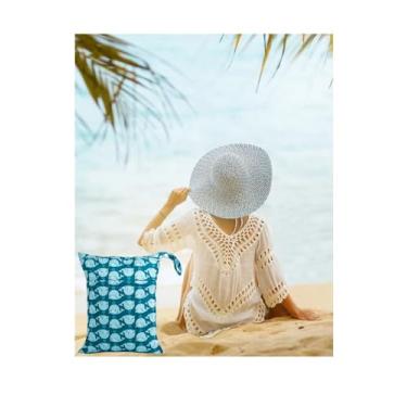 Imagem de Sacos secos e úmidos, à prova d'água, bolsa de armazenamento com dois bolsos, viagem, praia, piscina, carrinho de bebê, ioga, academia, lavável, reutilizável para roupas de banho ou roupas molhadas