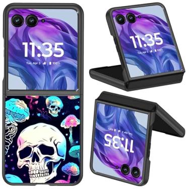 Imagem de Capa para Motorola Moto Razr 50 Ultra 2024 para Moto Razr Plus 2024 Capa protetora fina e leve de policarbonato rígido à prova de choque para Moto Razr Plus 2024/Razr 50 Ultra 5G, caveira de cogumelo