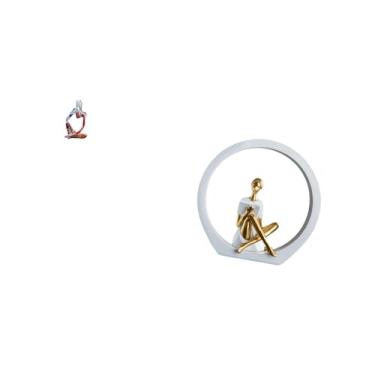 Imagem de Fenteer Estátua de Resina de Pensadora Abstrata, Ornamento para Quarto, Escritório, Loja, Estante, Mesa, Centro de Mesa, Decoração Versátil Colecionáve