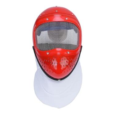 Imagem de RiToEasysports Máscara de Esgrima, Capacete de Malha de Metal Respirável, Protetor Facial para Crianças, para Uso Em Sabre de Folha (Vermelho)