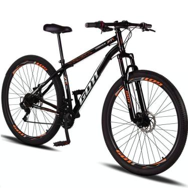 Imagem de Bicicleta Aro 29 Aço Carbono Gott Vortex 21v Com Suspensão E Freio A Disco - Preto E Laranja