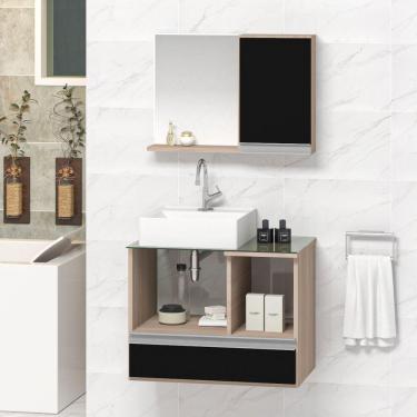 Imagem de Conjunto Gabinete Venus 60cm Madeirado Preto