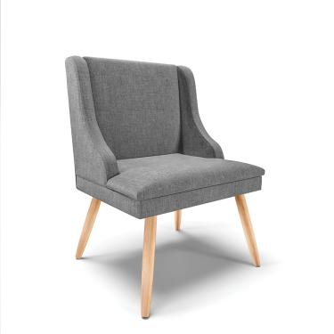 Imagem de Cadeira de Jantar Liz Linho Grafite A26 Pés Palito Natural - D'Rossi