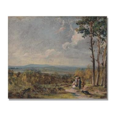 Imagem de NHLDZYH Arte de parede John Constable, (paisagem 2), pôster de pinturas famosas, decoração de parede com impressão de imagem retrô de romantismo. Apenas tela 60 x 72 cm - 23,6 x 28,3 pol
