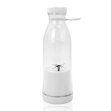 Imagem de Mini Liquidificador Portátil USB, Garrafa Shake 420ml, Branco, Lâminas em Aço Inox, Bateria 1200mAh, Carregamento USB, Para Sucos e Vitaminas, 23cm x 8cm