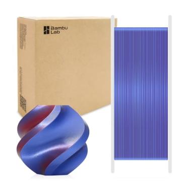 Imagem de Bamboo Lab Filamento de impressora 3D de duas cores PLA Silk 1,75 mm para Bambu Lab X1/X1C/P1P/P1S/AMS, seda brilhante dupla cor PLA 1 kg impressão fácil e ecológica com RFI (não recomendado para a