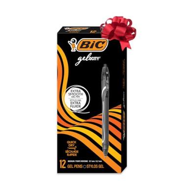 Imagem de BIC Caneta gel de secagem rápida Gelocity, tinta de secagem rápida e aderência confortável, 12 unidades em tinta preta