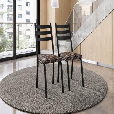 Imagem de Conjunto Com 2 Cadeiras Para Cozinha Europa Preto- Mosaico Palha