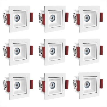 Imagem de 9 Spot Mini Dowlight Led Embutir 3000K Quadrado Branco Bet55