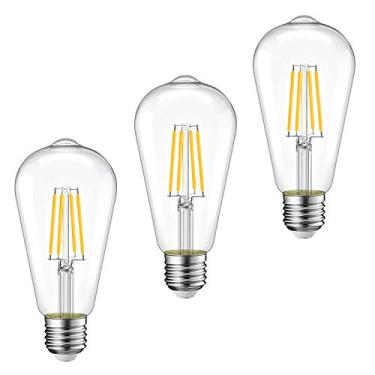 Imagem de liveMAX Lâmpada LED Edison vintage regulável, lâmpada Edison antiga 40W vintage, lâmpada E26 400 lúmens branco quente 2700K, pacote com 3